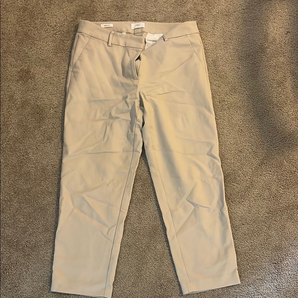 LOFT Tan Trousers Flat Front Cropped